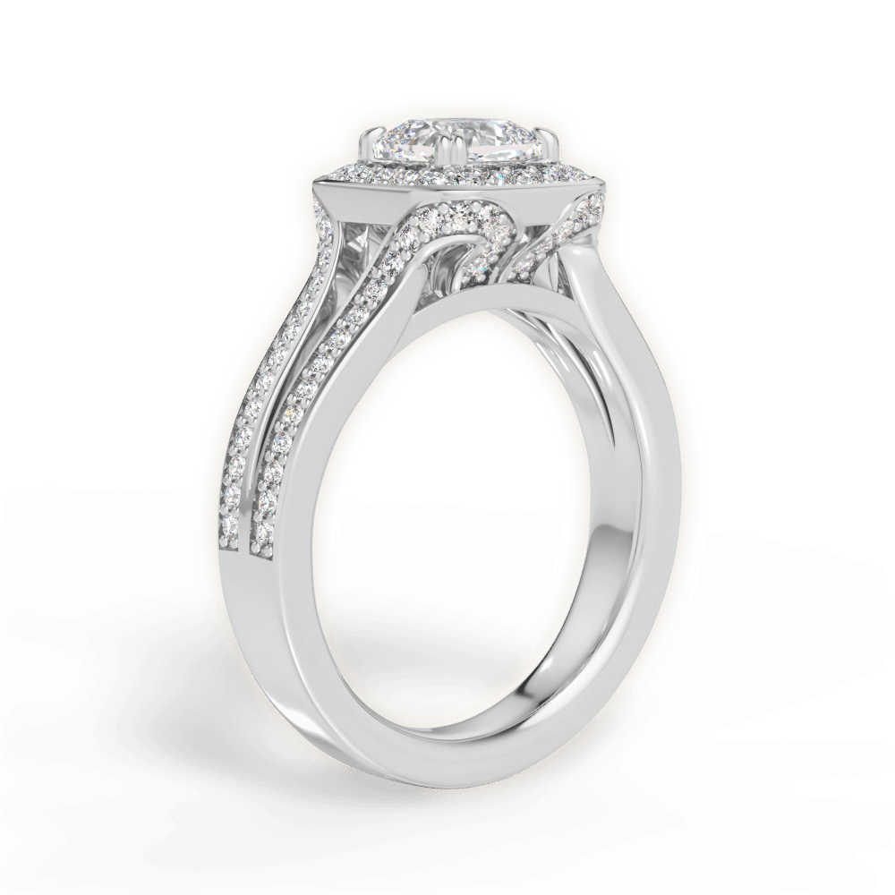 Mackenzie Cushion Cut Lab Grown Diamond 14Kt White Gold Engagement Ring - View 3