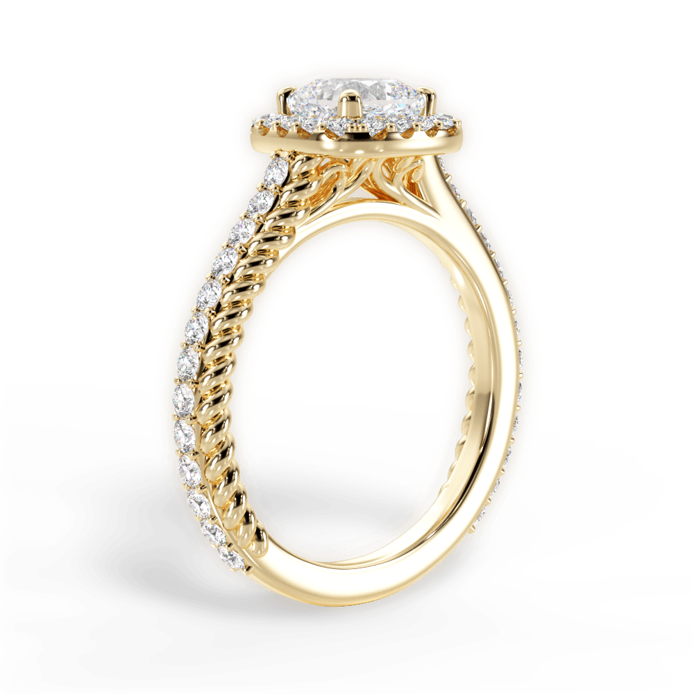 Kim Cushion Cut Lab Grown Diamond 18Kt Yellow Gold Engagement Ring - View 2