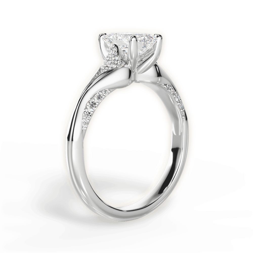 Isabel Emerald Cut Lab Grown Diamond 18Kt White Gold Engagement Ring - View 2