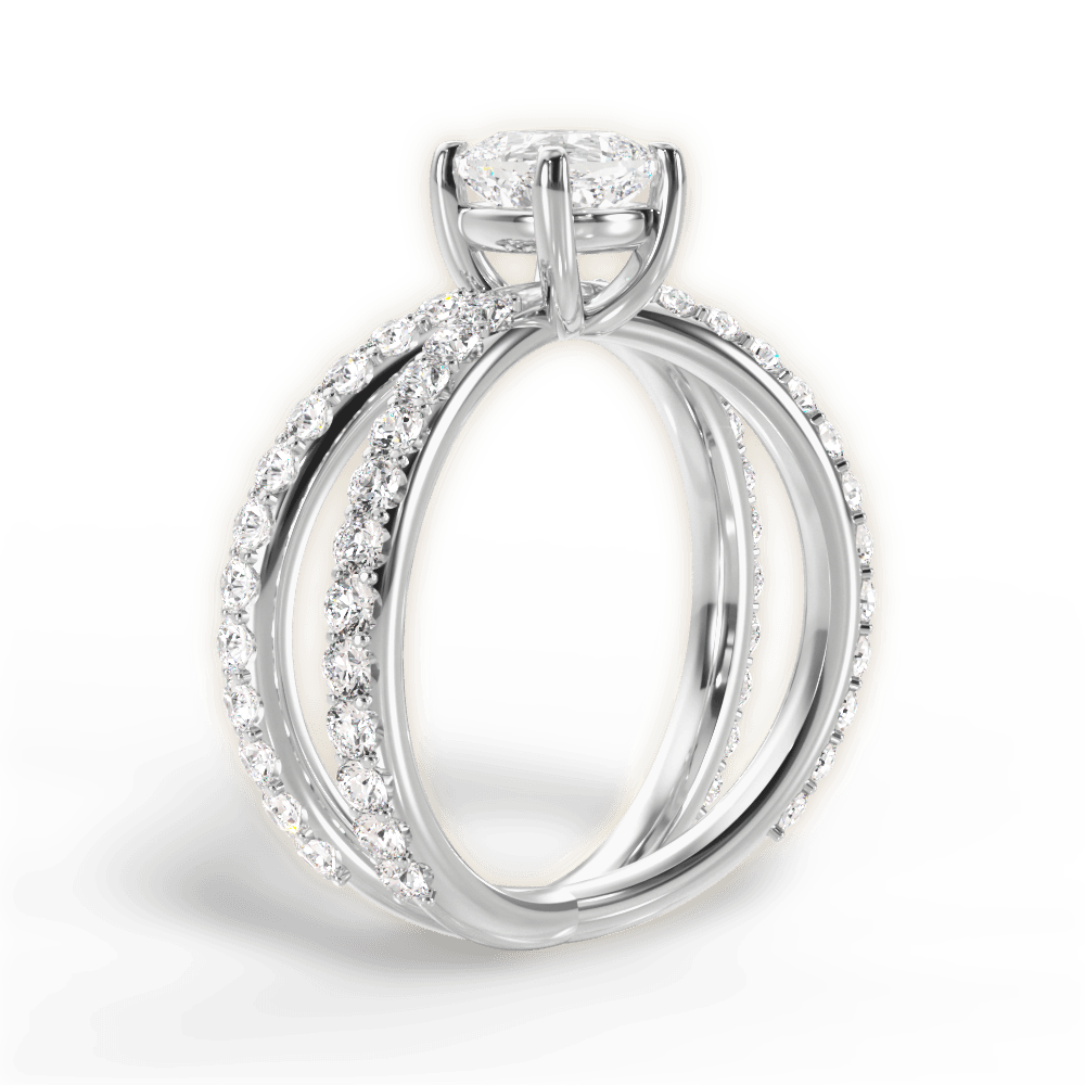 Lauren Cushion Cut Lab Grown Diamond 14Kt White Gold Engagement Ring - View 3