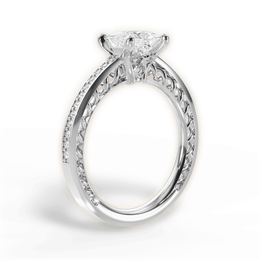 Donna Princess Cut Lab Grown Diamond 18Kt White Gold Engagement Ring - View 2