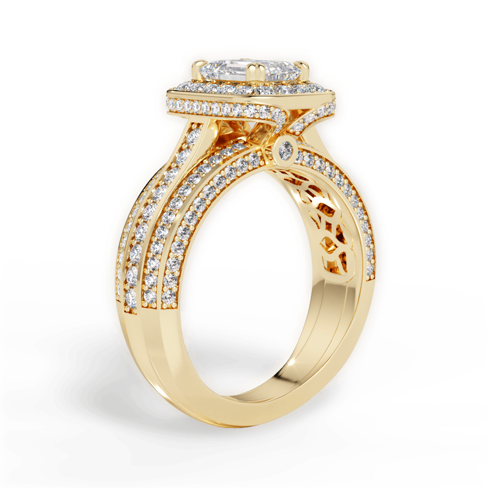 Madison Emerald Cut Lab Grown Diamond 18Kt Yellow Gold Engagement Ring - View 2