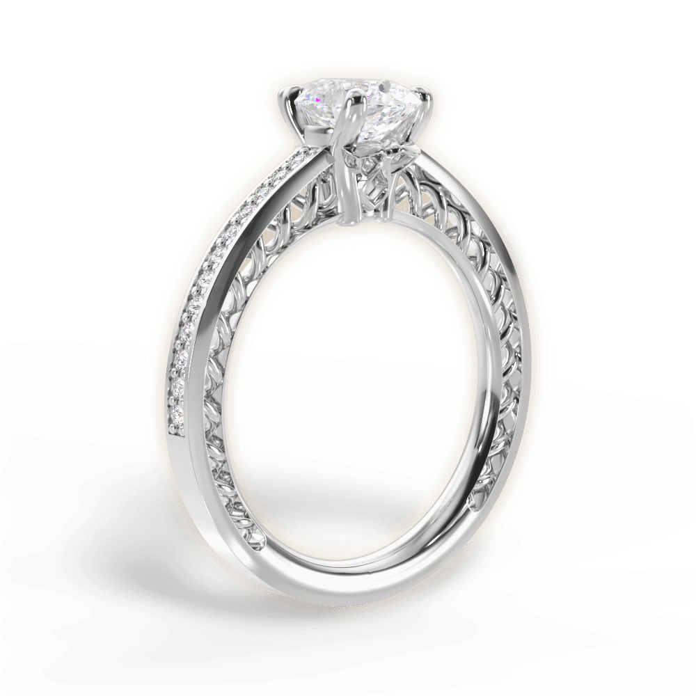 Donna Pear Cut Lab Grown Diamond 14Kt White Gold Engagement Ring - View 2