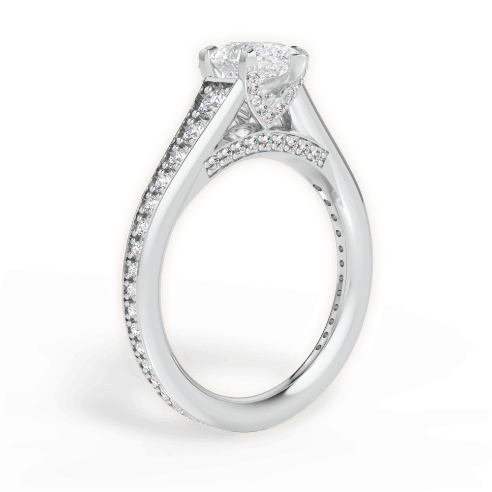Leslie Pear Cut Lab Grown Diamond 14Kt White Gold Engagement Ring - View 3