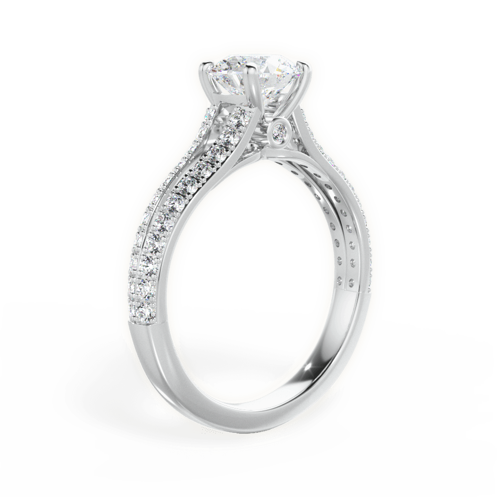 Kendra Round Cut Lab Grown Diamond 18Kt White Gold Engagement Ring - View 3