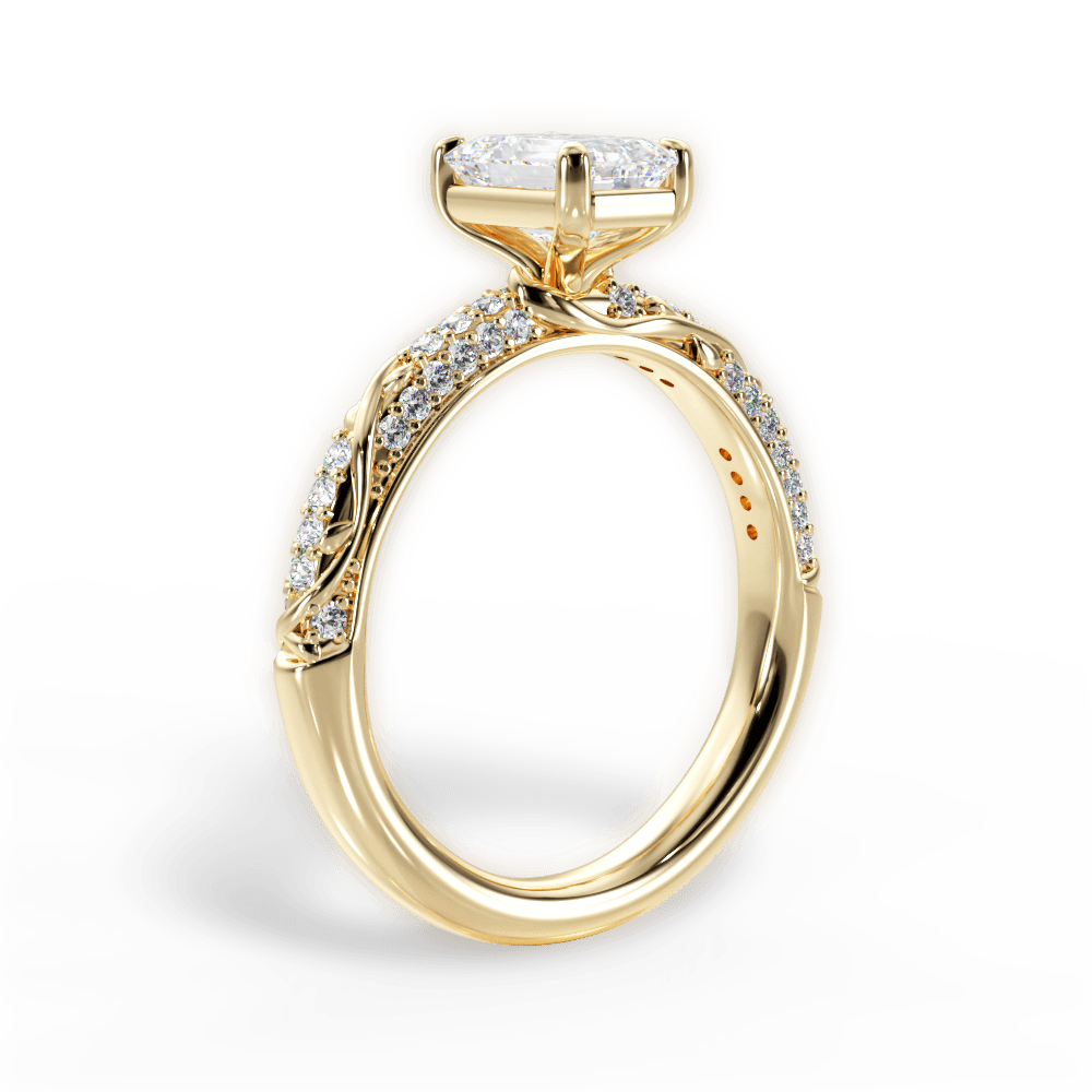 Gloria Emerald Cut Lab Grown Diamond 18Kt Yellow Gold Engagement Ring - View 3