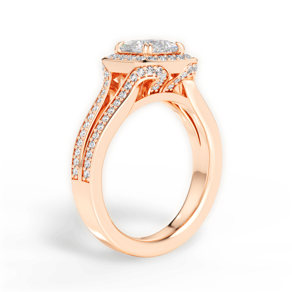 Mackenzie Princess Cut Lab Grown Diamond 18Kt Rose Gold Engagement Ring - View 3