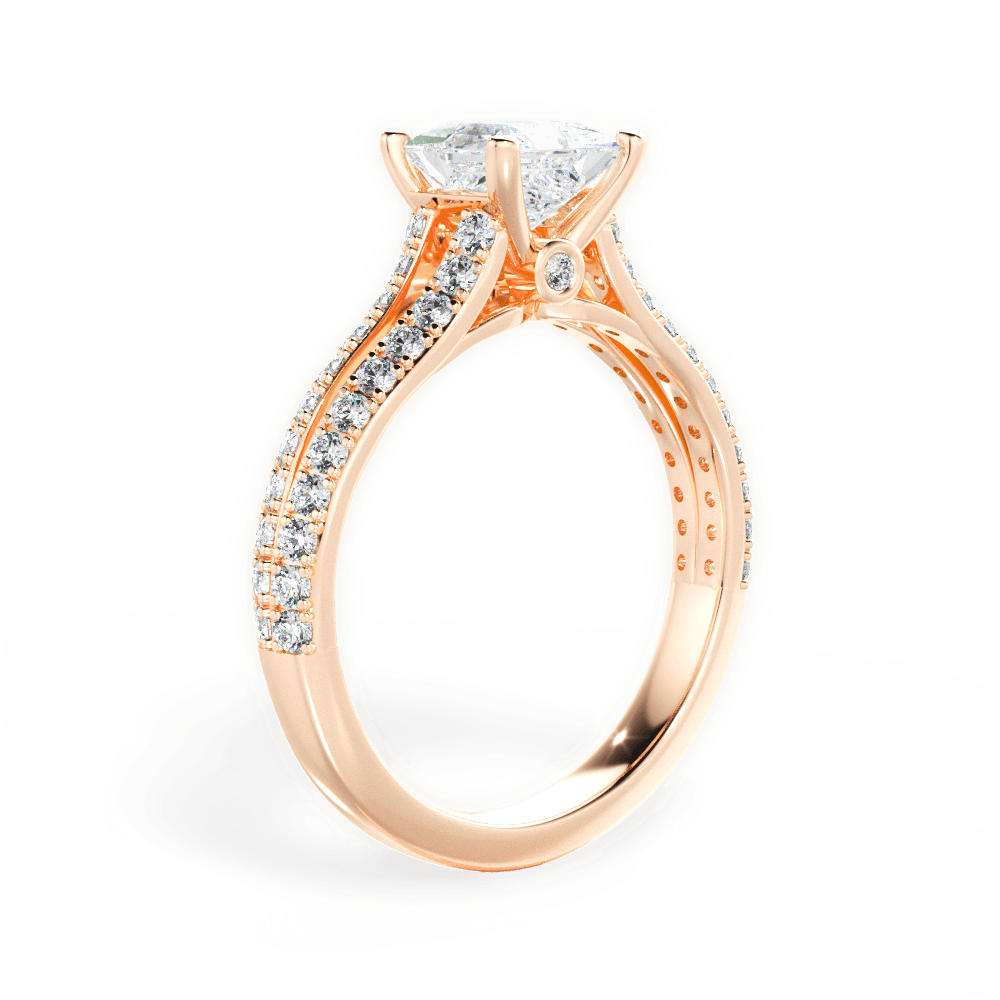 Kendra Princess Cut Lab Grown Diamond 18Kt Rose Gold Engagement Ring - View 2