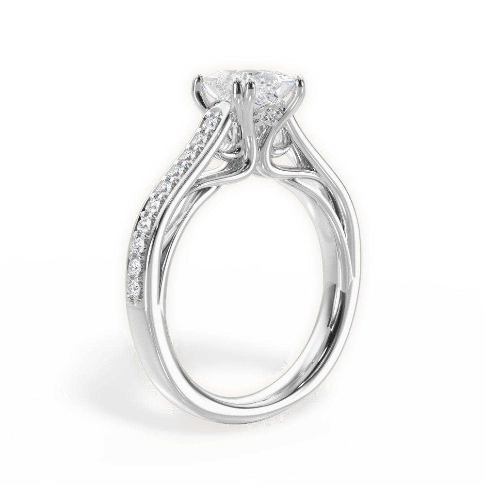 Deborah Princess Cut Lab Grown Diamond 18Kt White Gold Engagement Ring - View 2