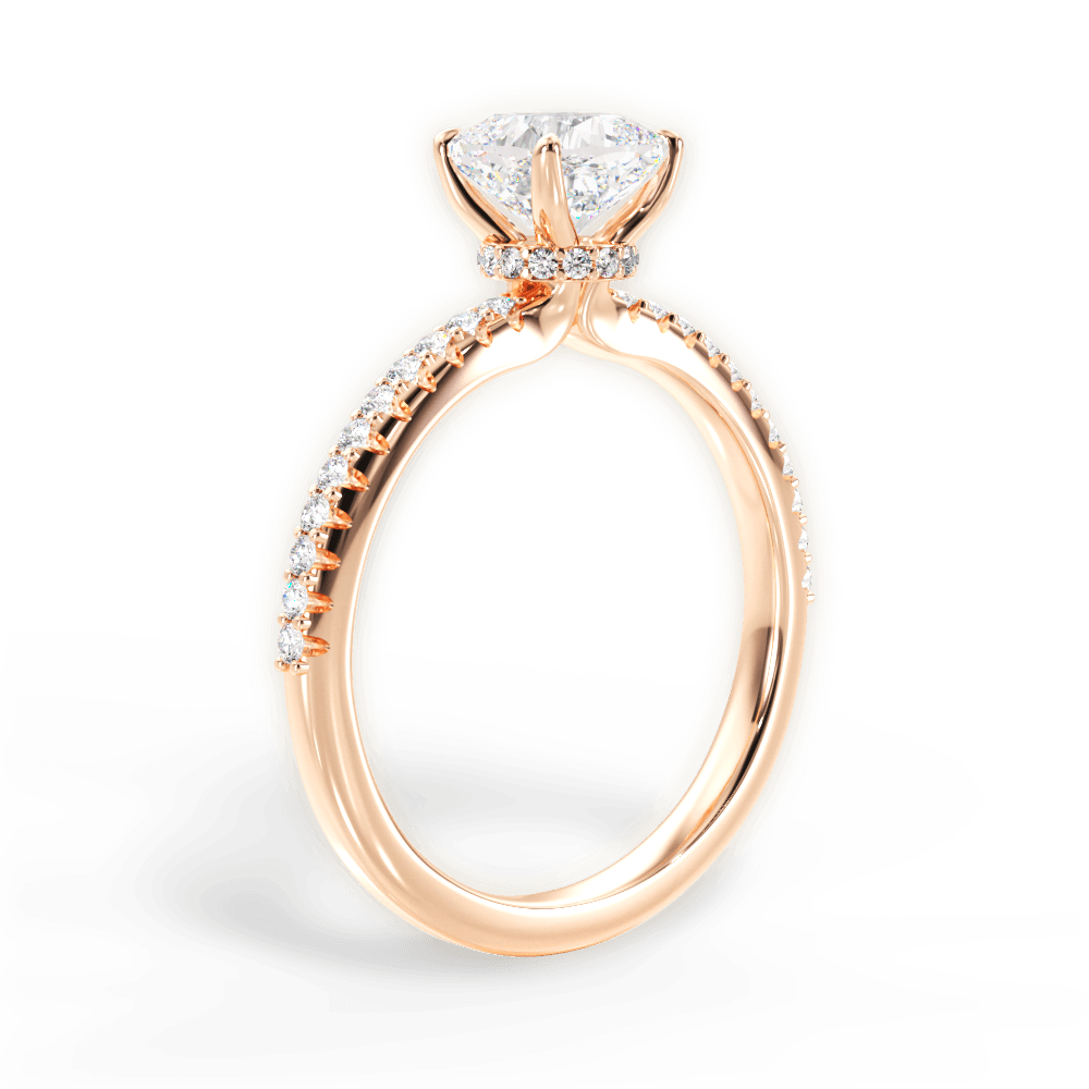 Giselle Cushion Cut Lab Grown Diamond 18Kt Rose Gold Engagement Ring - View 2