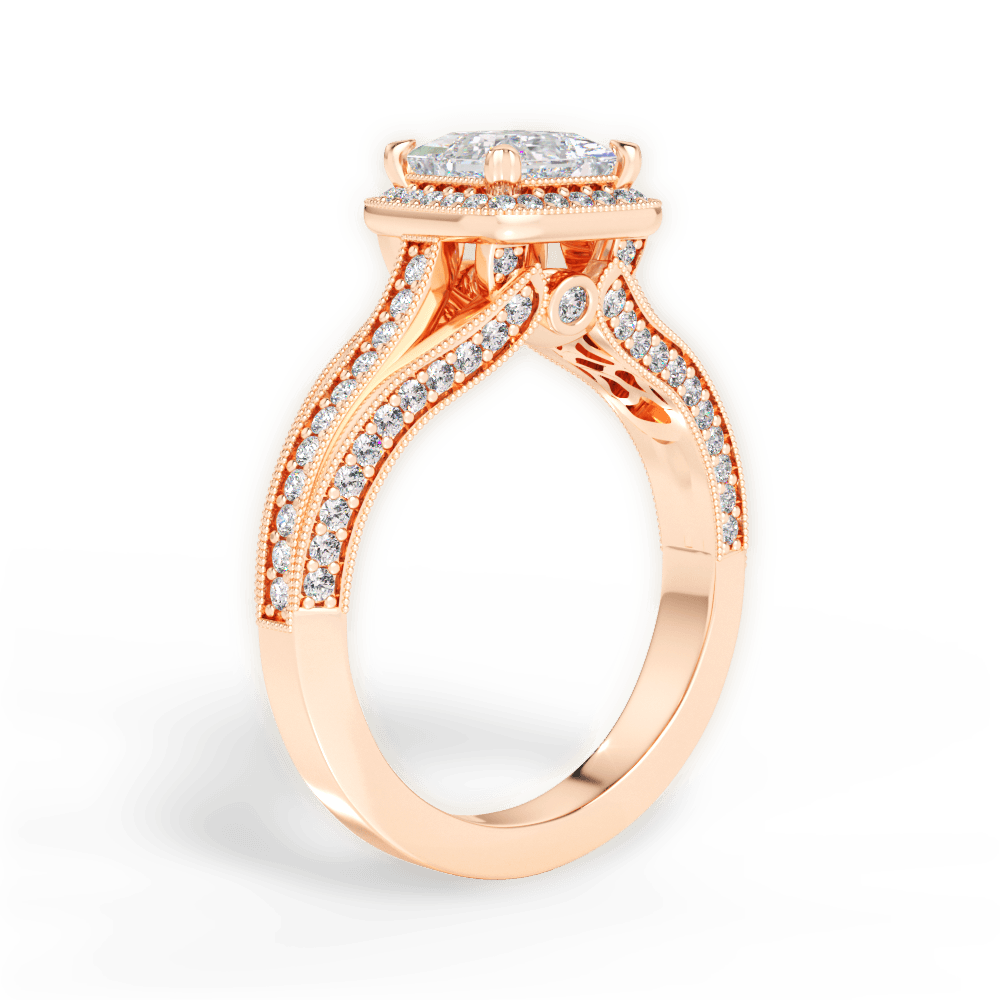 Lillian Princess Cut Lab Grown Diamond 18Kt Rose Gold Engagement Ring - View 4