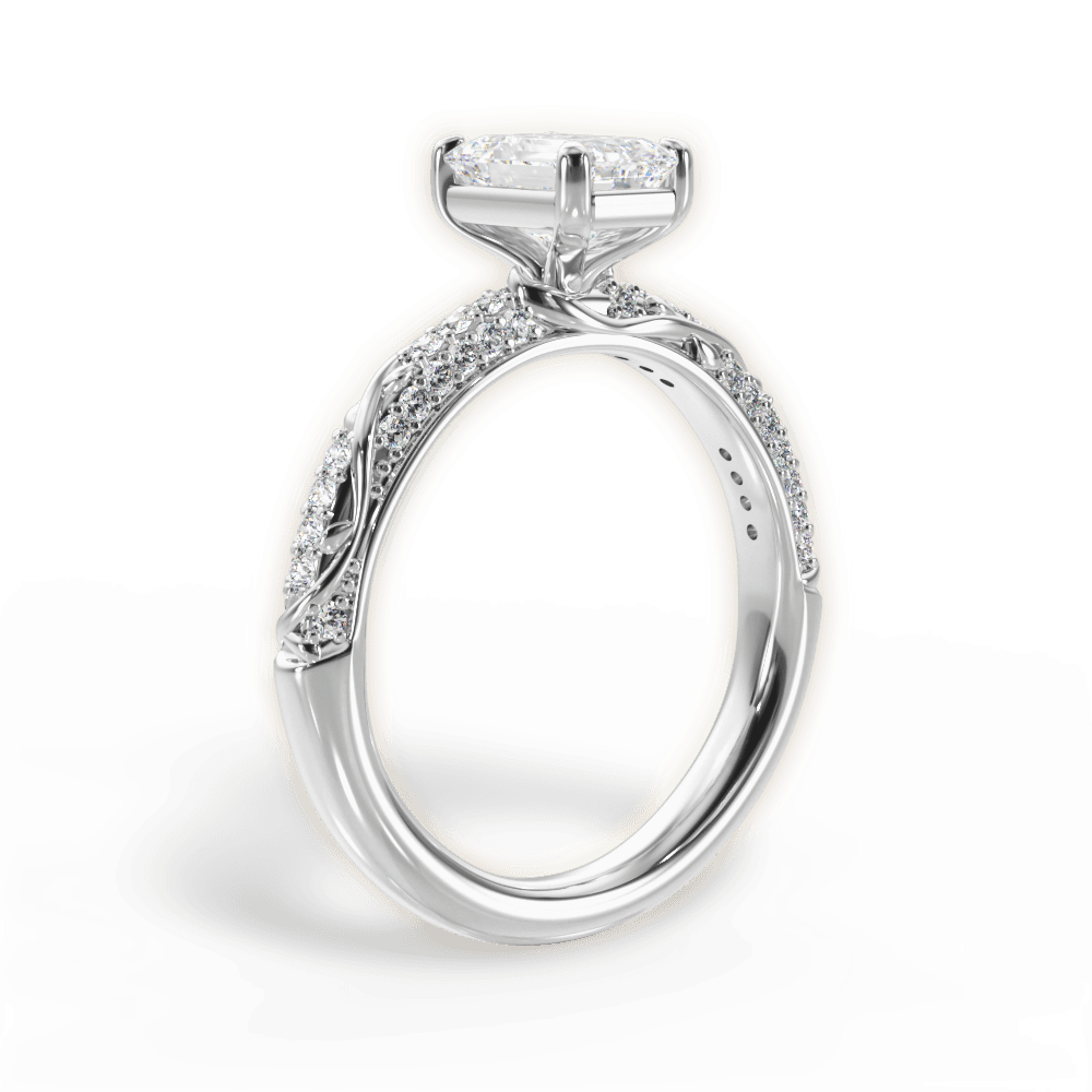 Gloria Emerald Cut Lab Grown Diamond 14Kt White Gold Engagement Ring - View 4