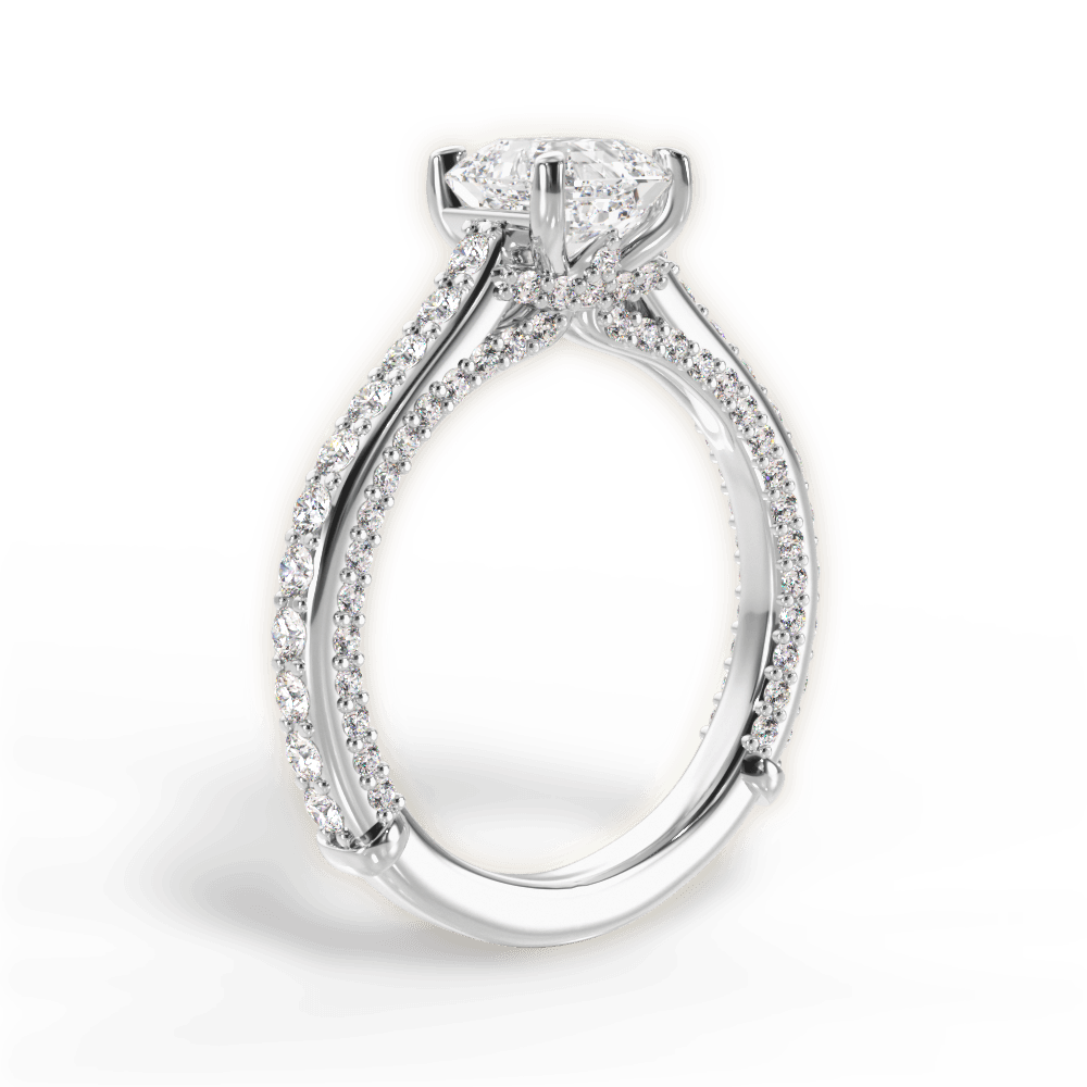 Lindsay Asscher Cut Lab Grown Diamond 18Kt White Gold Engagement Ring - View 3