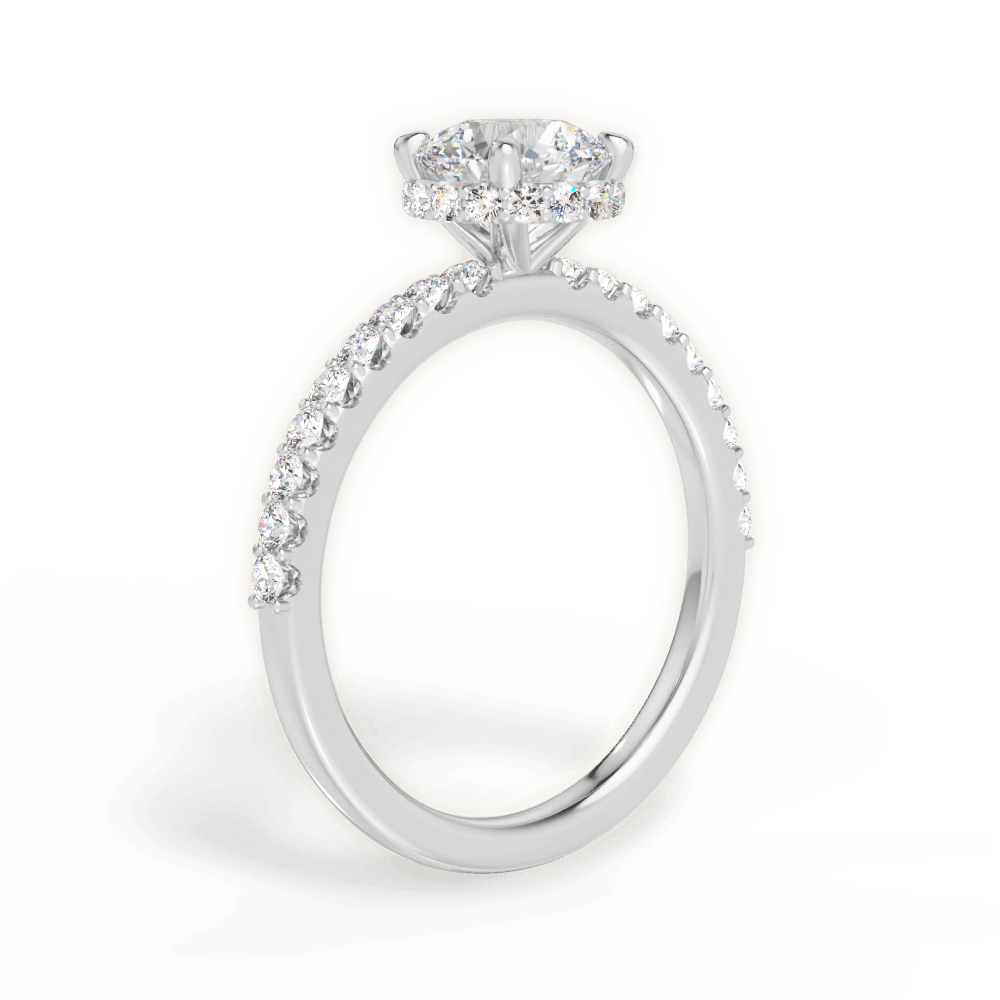 Isabella Round Cut Lab Grown Diamond 14Kt White Gold Engagement Ring - View 3
