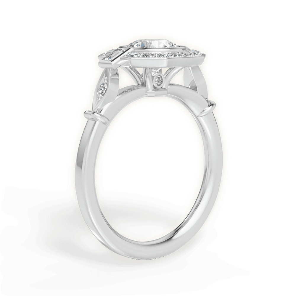 Jenna Round Cut Lab Grown Diamond Platinum Engagement Ring - View 3