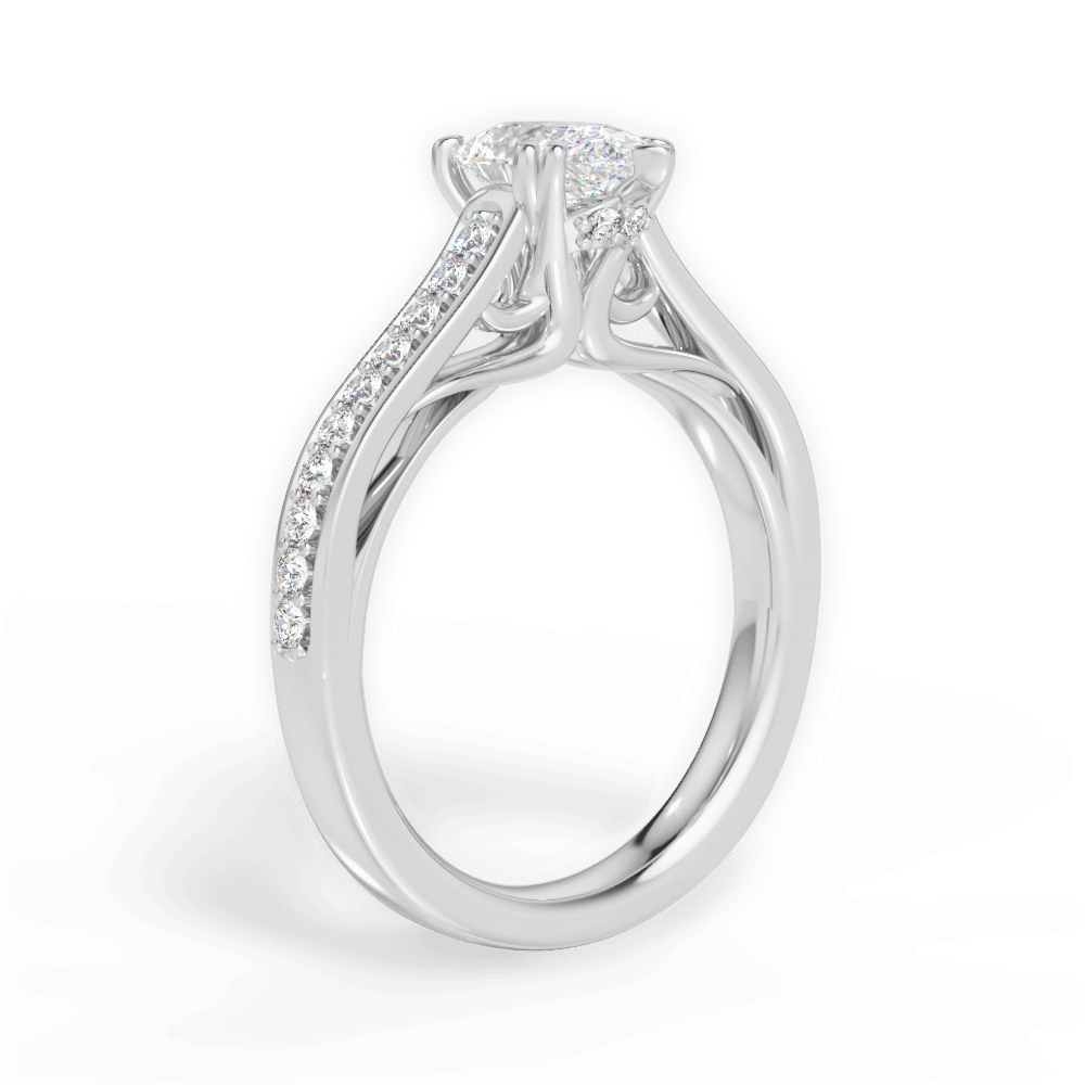 Deborah Pear Cut Lab Grown Diamond 18Kt White Gold Engagement Ring - View 2