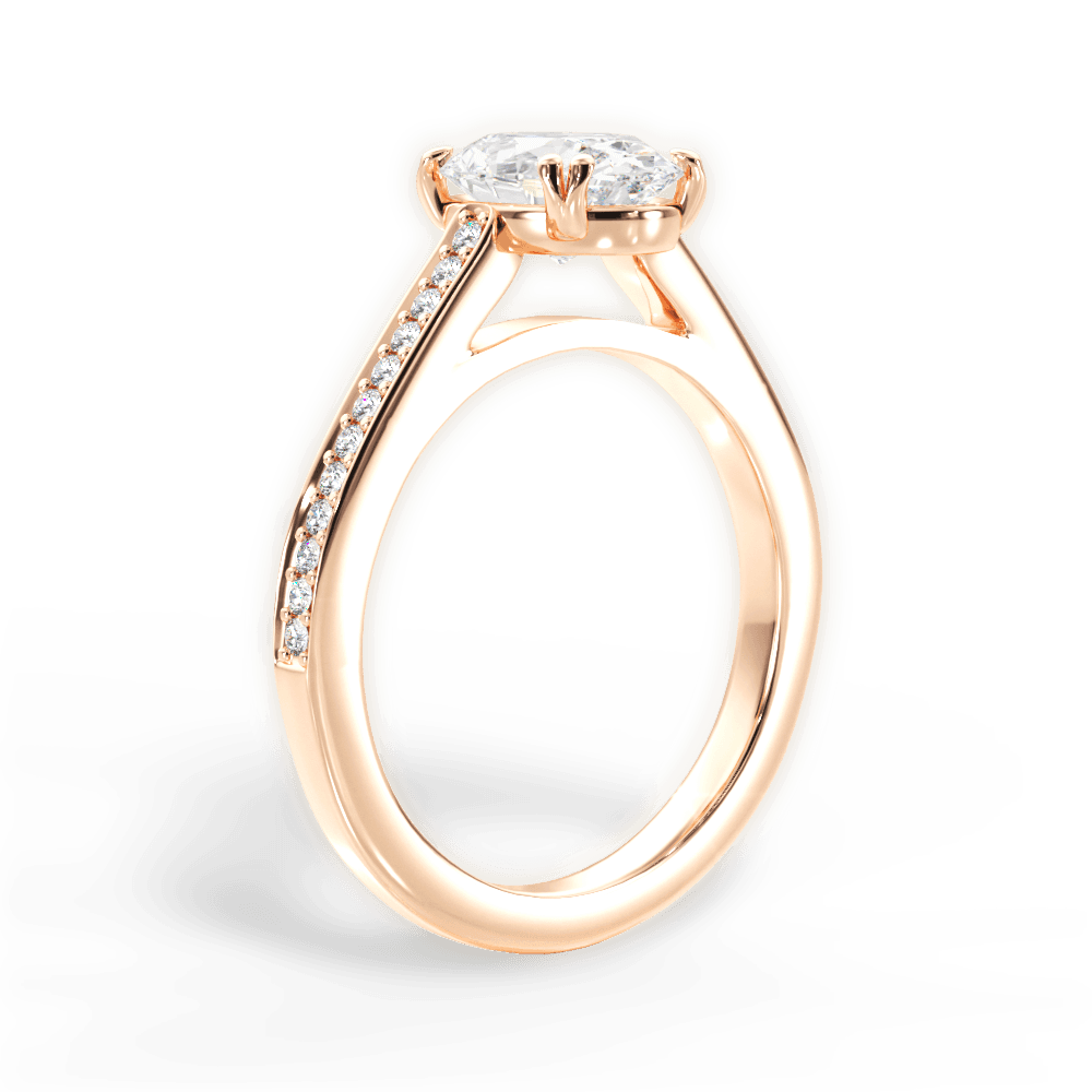 Denise Oval Cut Lab Grown Diamond 18Kt Rose Gold Engagement Ring - View 4