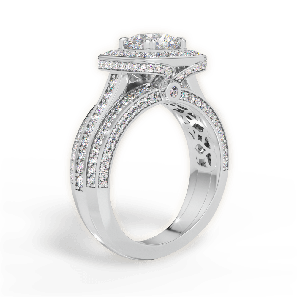Madison Round Cut Lab Grown Diamond Platinum Engagement Ring - View 3
