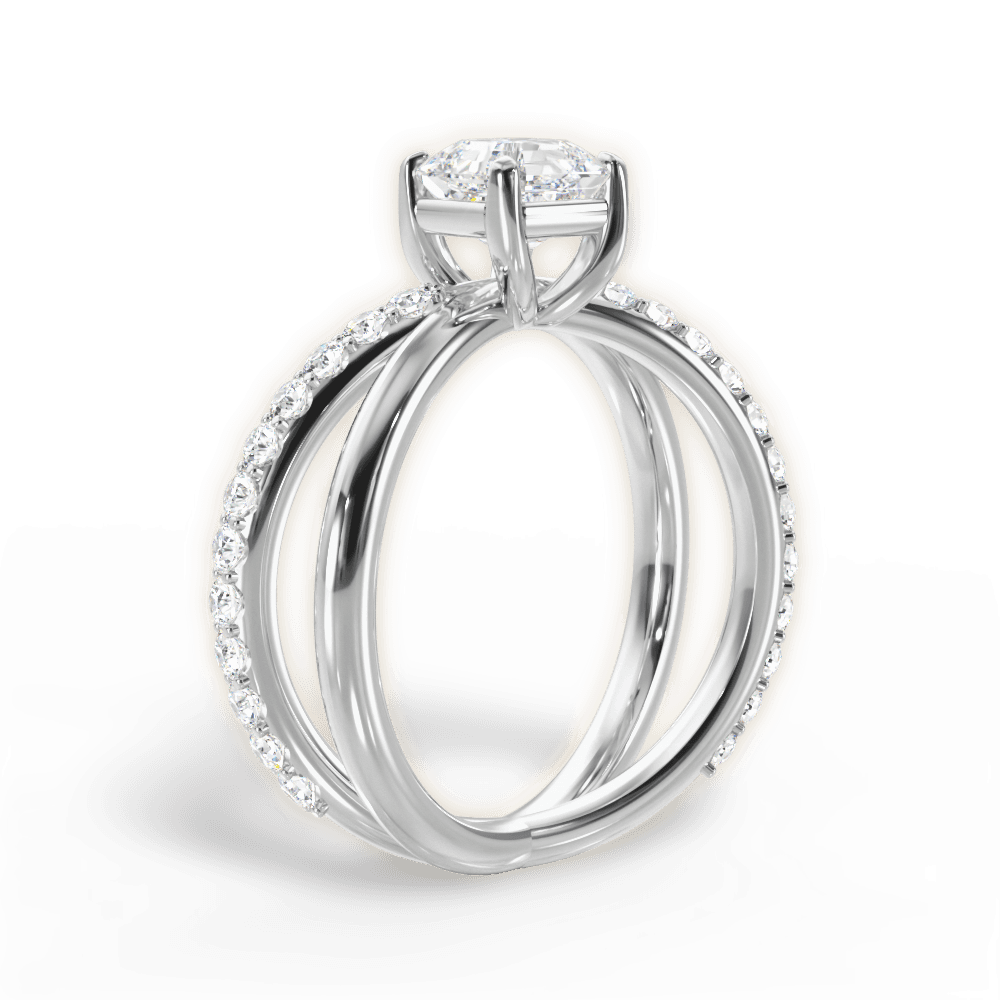 Jennifer Asscher Cut Lab Grown Diamond Platinum Engagement Ring - View 2