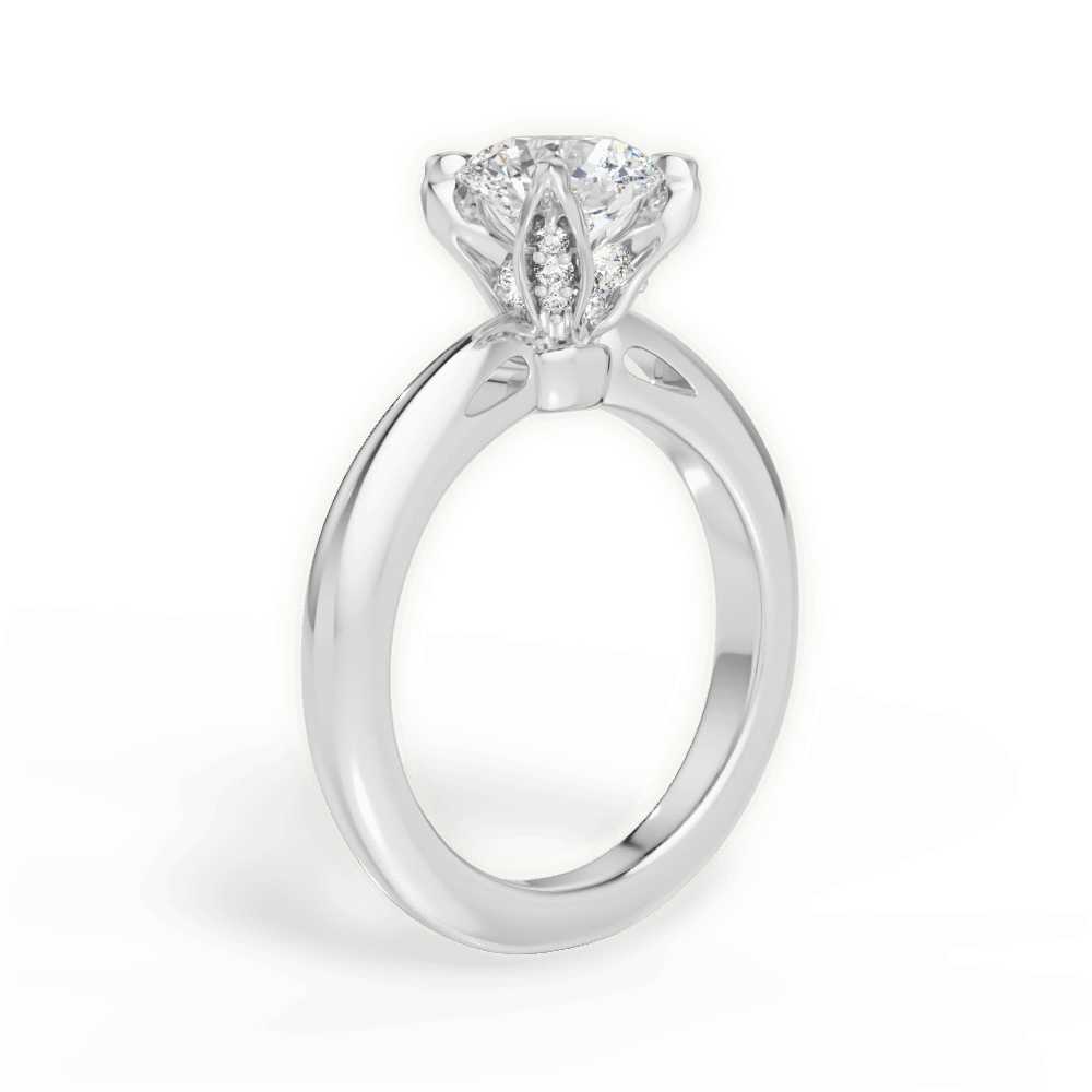 Elaine Round Cut Lab Grown Diamond 18Kt White Gold Engagement Ring - View 3