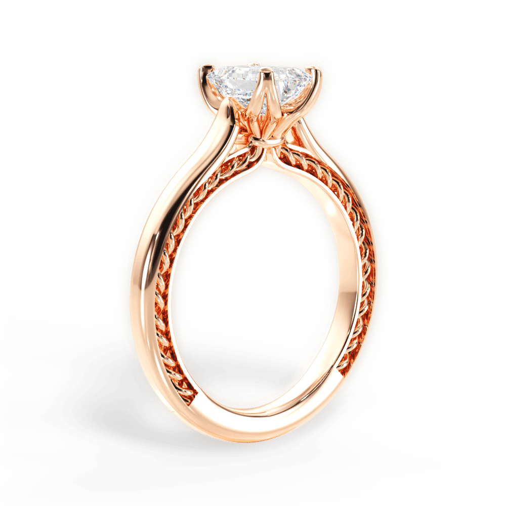Carrie Emerald Cut Lab Grown Diamond 18Kt Rose Gold Engagement Ring - View 3