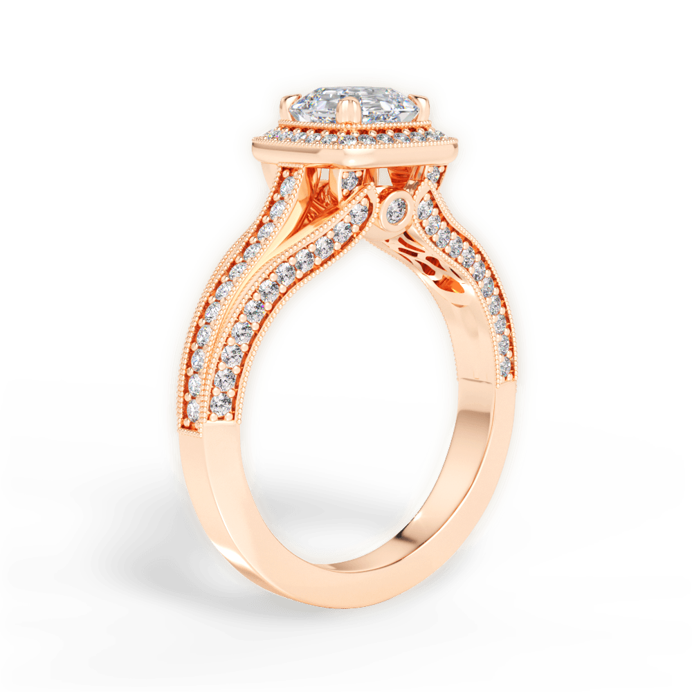 Lillian Asscher Cut Lab Grown Diamond 18Kt Rose Gold Engagement Ring - View 4