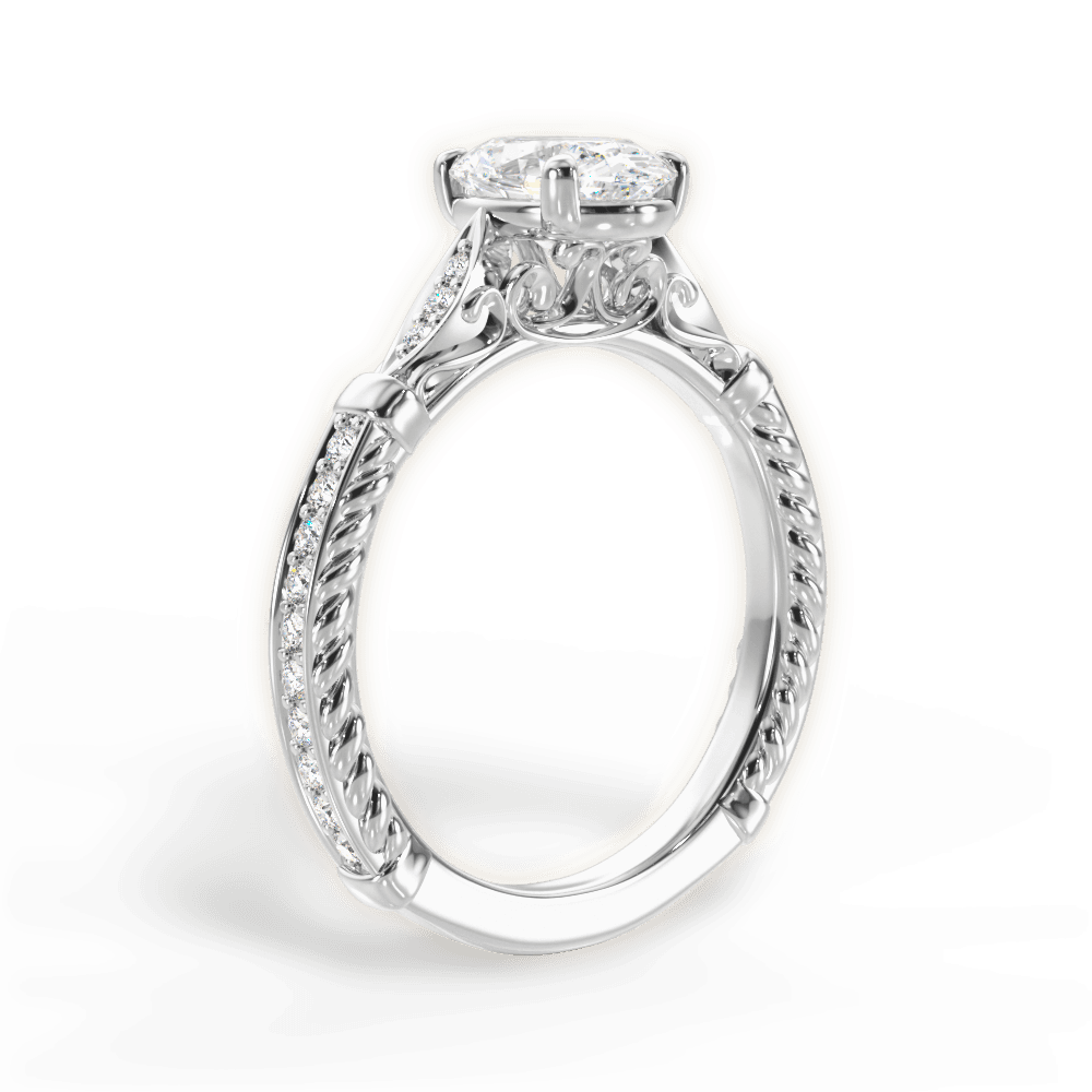 Gabriela Oval Cut Lab Grown Diamond 18Kt White Gold Engagement Ring - View 4