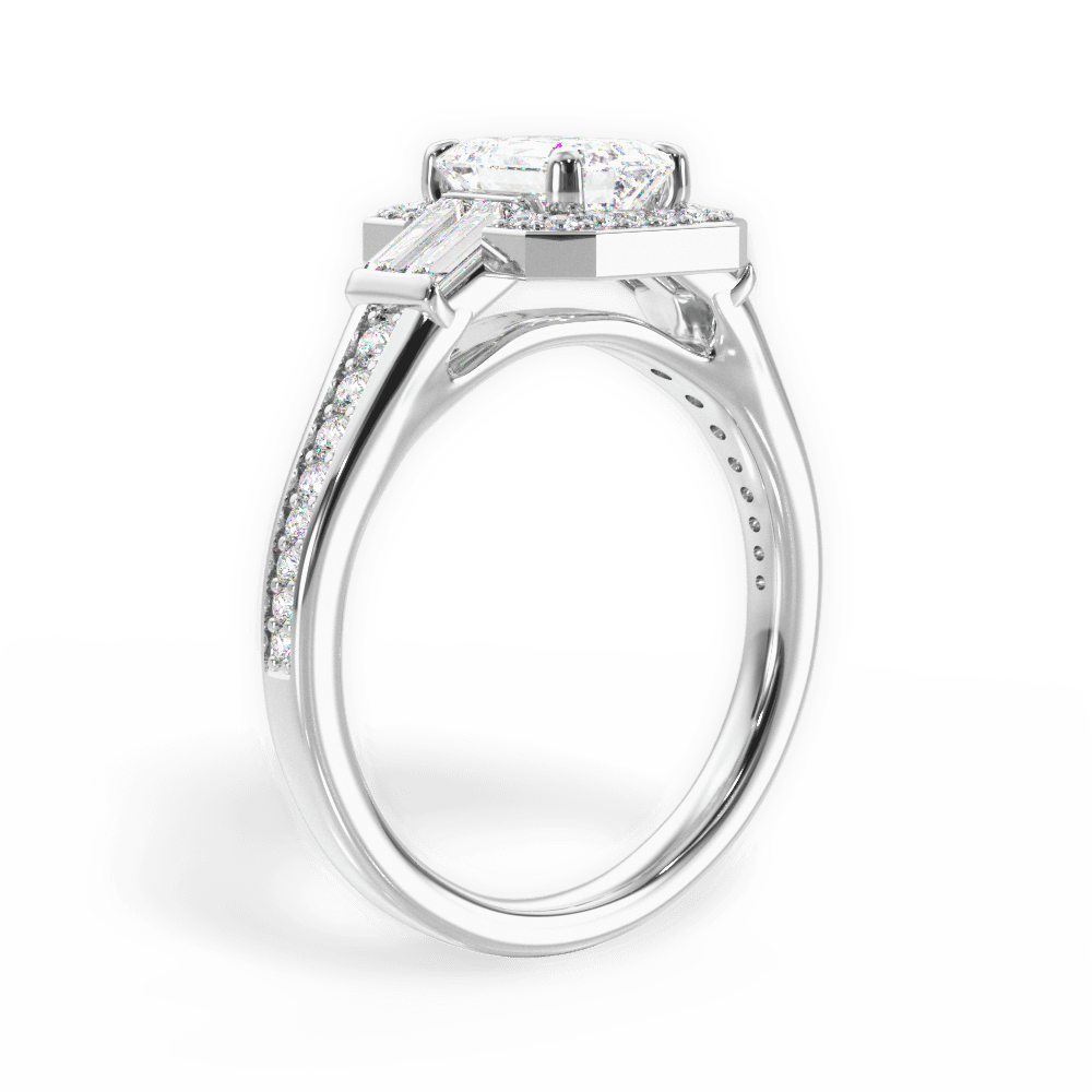 Katherine Emerald Cut Lab Grown Diamond 18Kt White Gold Engagement Ring - View 4