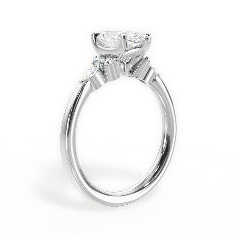 Cynthia Marquise Cut Lab Grown Diamond 18Kt White Gold Engagement Ring - View 2