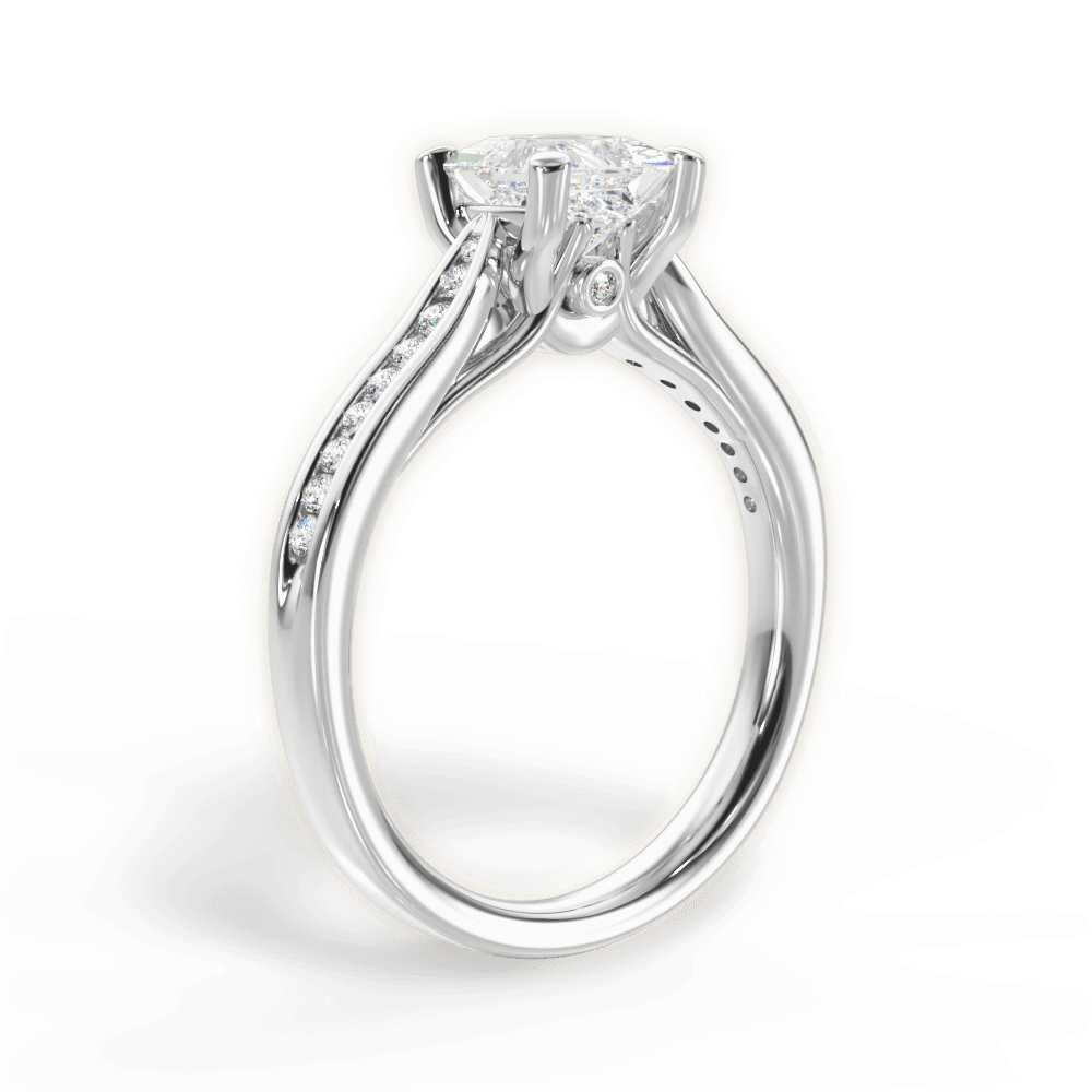 Elena Princess Cut Lab Grown Diamond 18Kt White Gold Engagement Ring - View 3