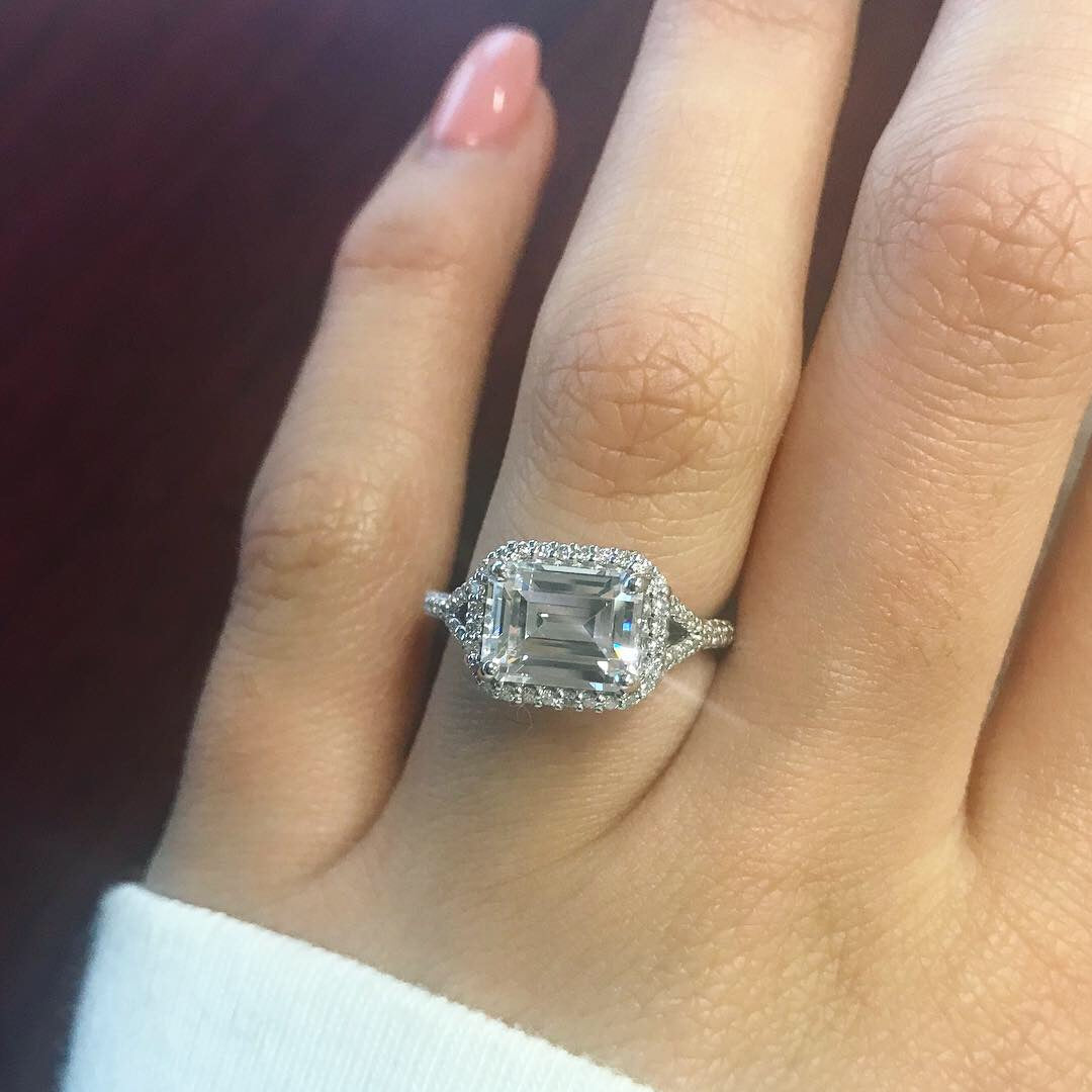 Kate Emerald Cut Lab Grown Diamond 18Kt White Gold Engagement Ring - View 4