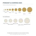 Pendant and earring size guide: millimetre sizes compared with U.S. coins