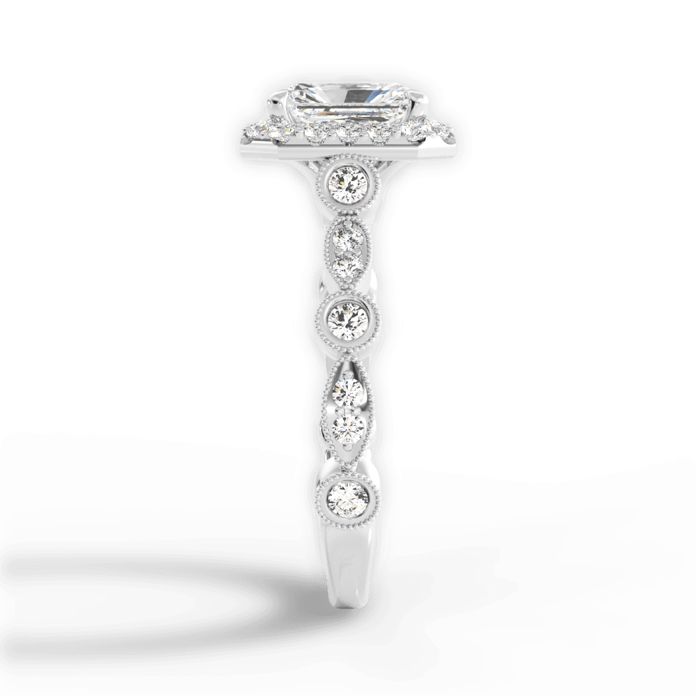 Irene Radiant Cut Lab Grown Diamond Platinum Engagement Ring - View 2