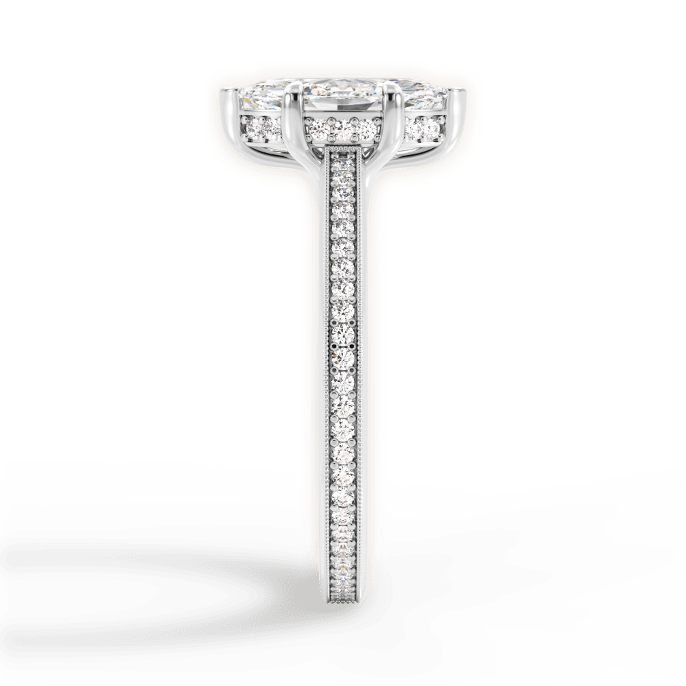Janet Marquise Cut Lab Grown Diamond 18Kt White Gold Engagement Ring - View 4