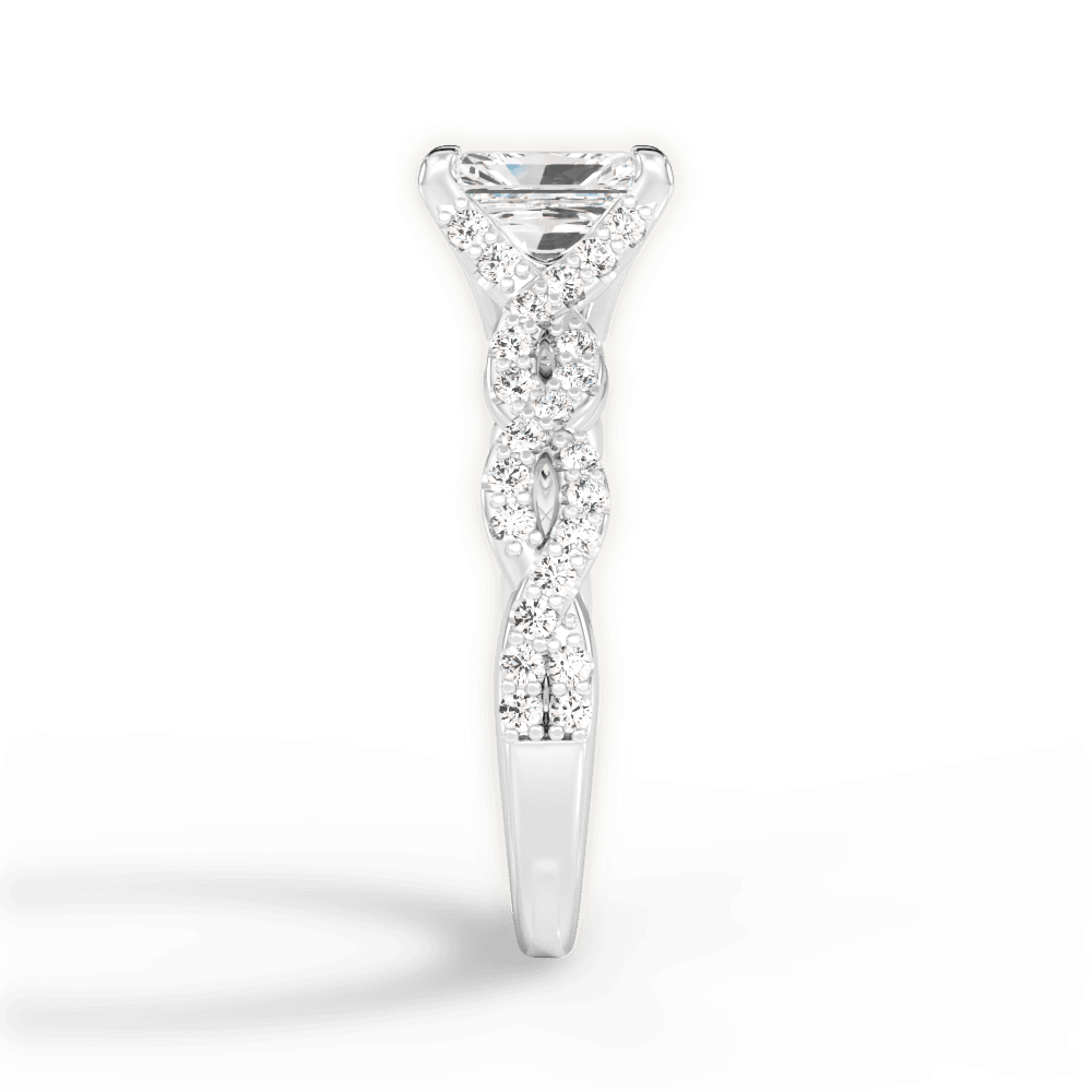 Justine Radiant Cut Lab Grown Diamond 18Kt White Gold Engagement Ring - View 3