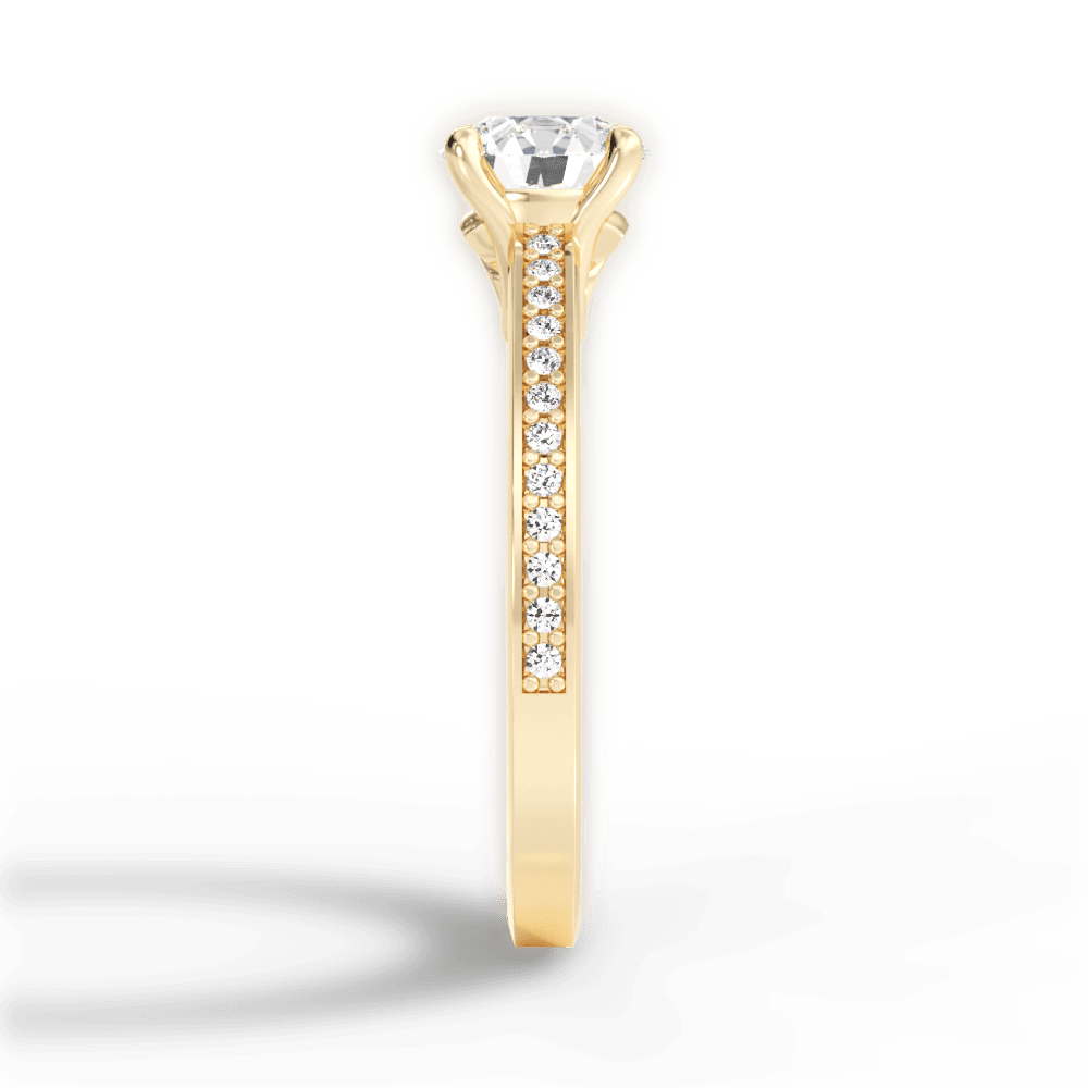 Donna Round Cut Lab Grown Diamond 18Kt Yellow Gold Engagement Ring - View 3
