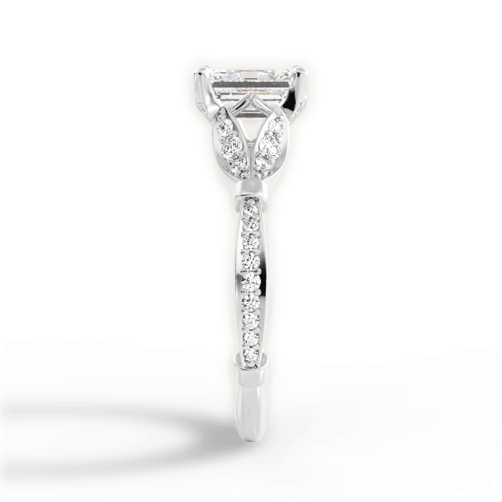 Geraldine Emerald Cut Lab Grown Diamond Platinum Engagement Ring - View 2