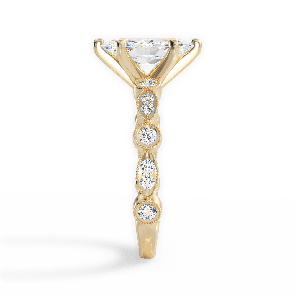 Edith Marquise Cut Lab Grown Diamond 18Kt Yellow Gold Engagement Ring - View 2