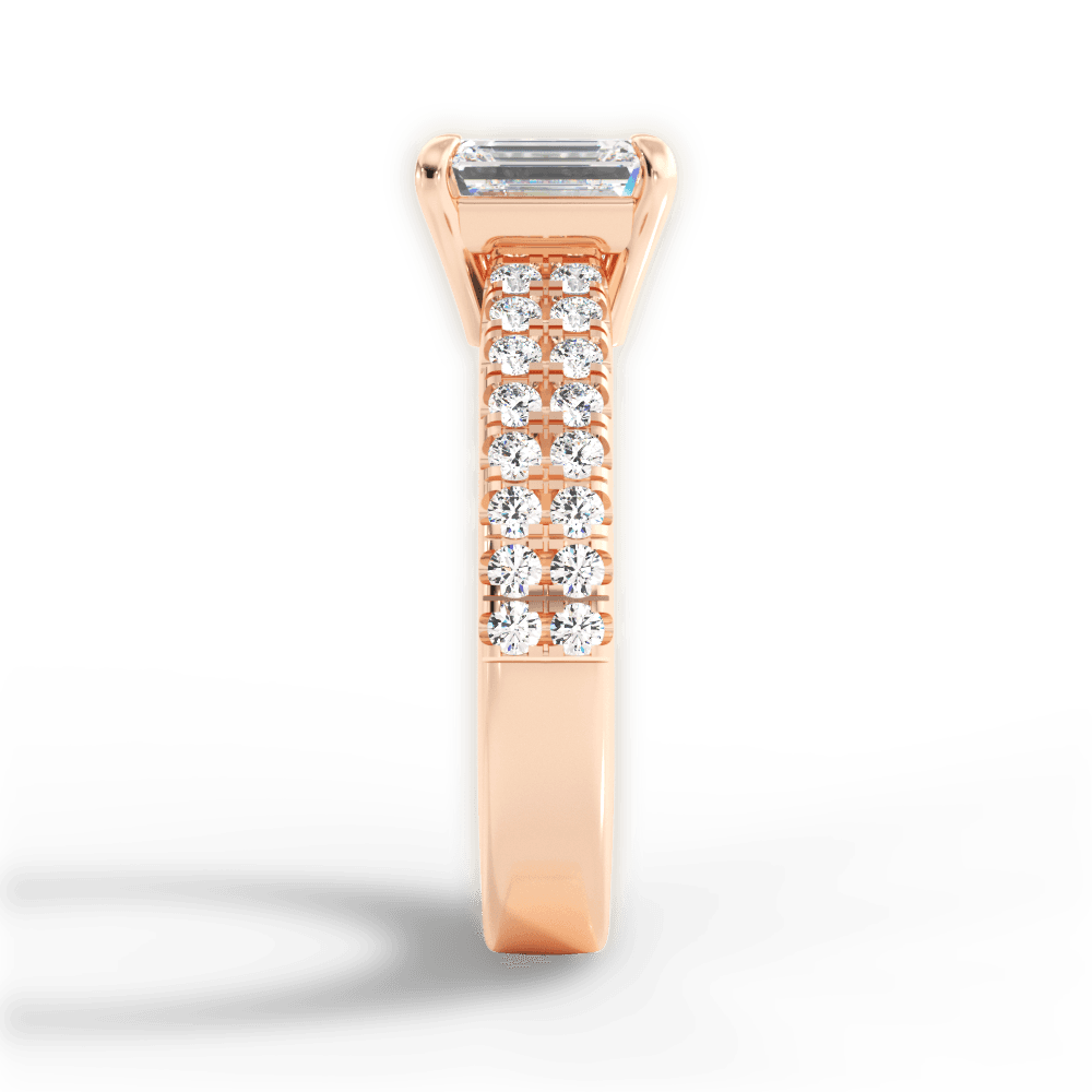Kayla Emerald Cut Lab Grown Diamond 18Kt Rose Gold Engagement Ring - View 3