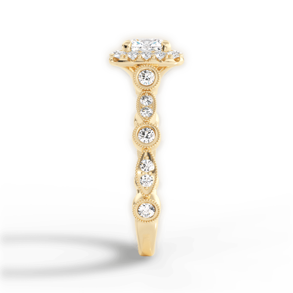 Irene Cushion Cut Lab Grown Diamond 18Kt Yellow Gold Engagement Ring - View 3
