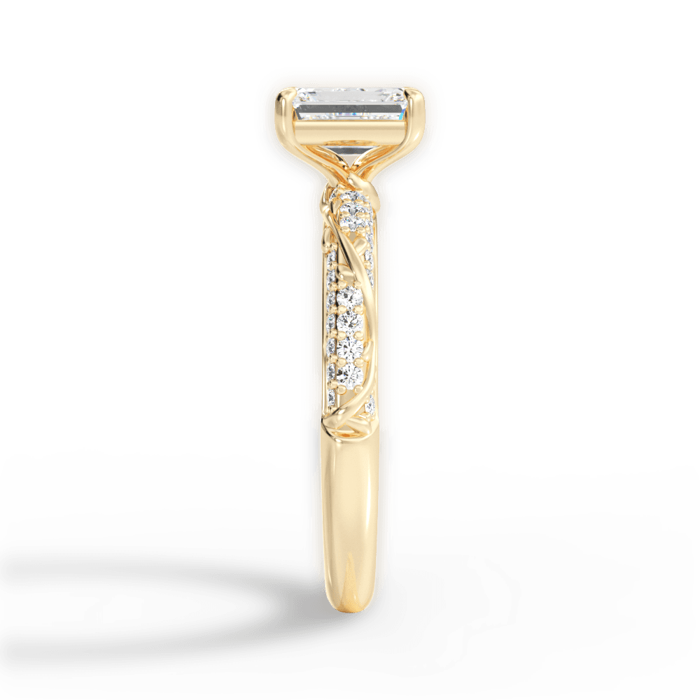 Gloria Emerald Cut Lab Grown Diamond 18Kt Yellow Gold Engagement Ring - View 4