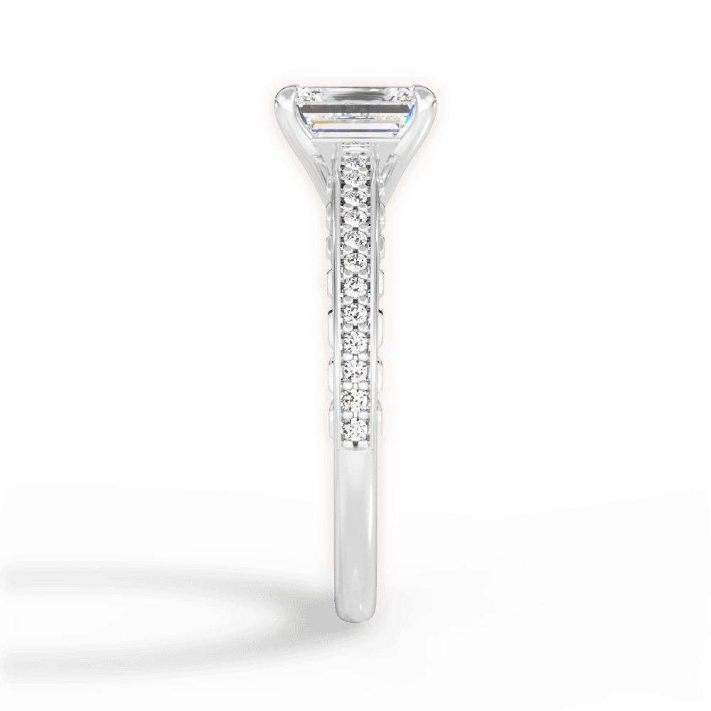 Caroline Emerald Cut Lab Grown Diamond 18Kt White Gold Engagement Ring - View 2