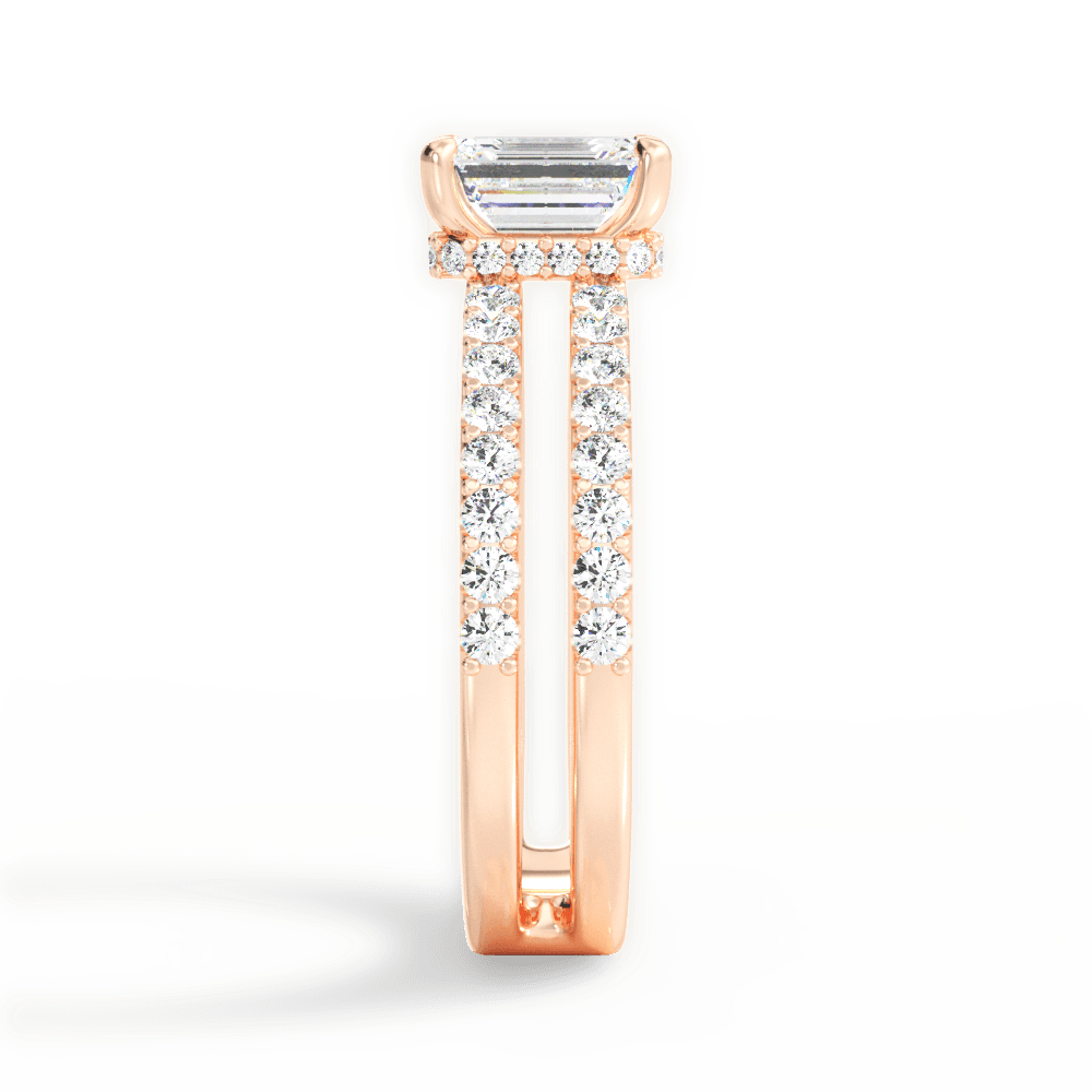 Christie Emerald Cut Lab Grown Diamond 18Kt Rose Gold Engagement Ring - View 3