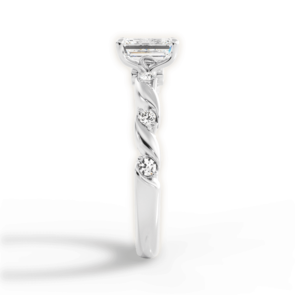 Emma Emerald Cut Lab Grown Diamond 18Kt White Gold Engagement Ring - View 4