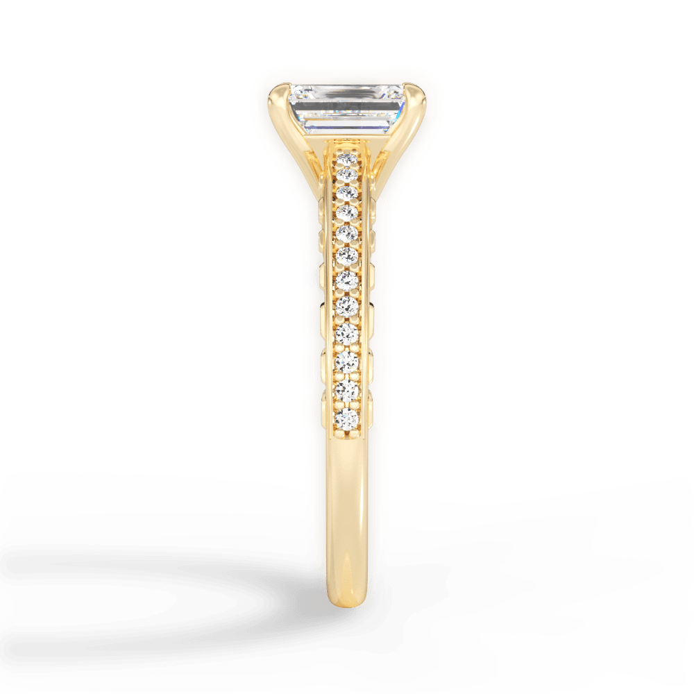 Caroline Emerald Cut Lab Grown Diamond 18Kt Yellow Gold Engagement Ring - View 2