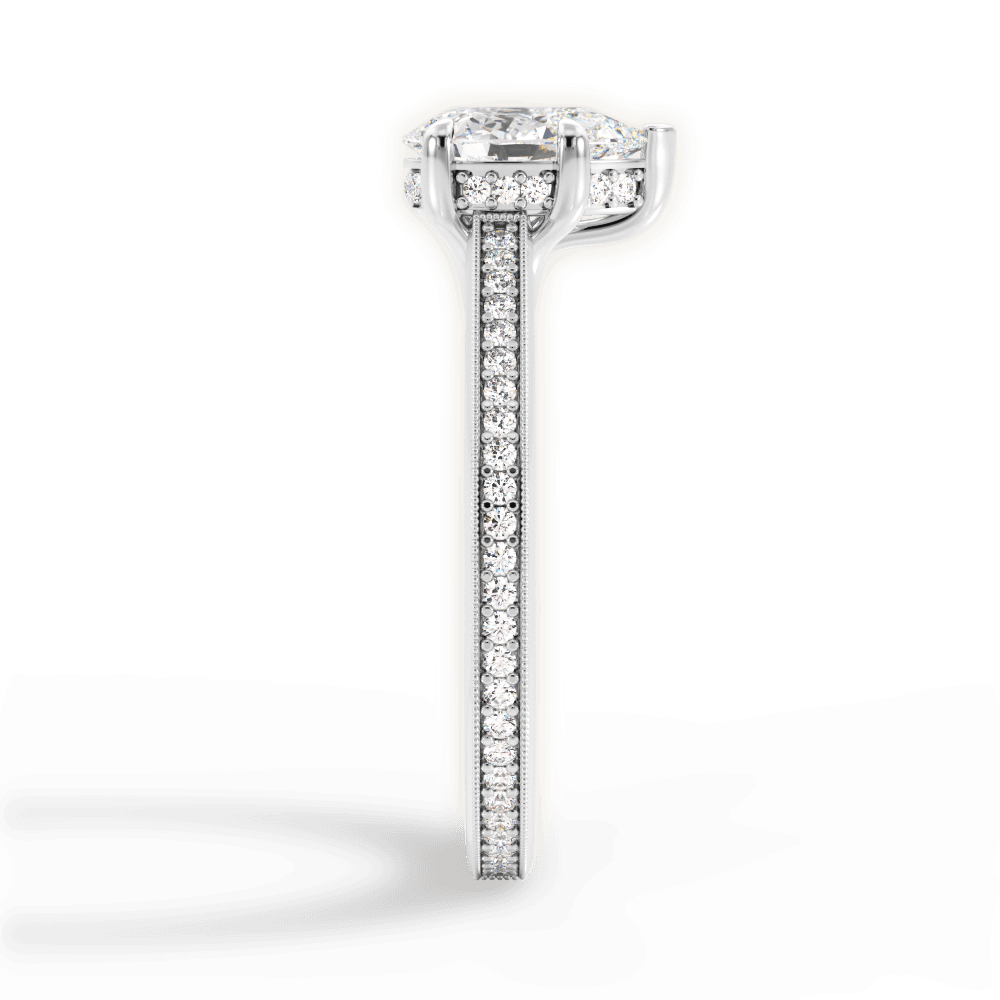 Janet Pear Cut Lab Grown Diamond 14Kt White Gold Engagement Ring - View 3