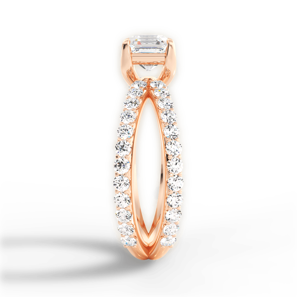 Lauren Asscher Cut Lab Grown Diamond 18Kt Rose Gold Engagement Ring - View 2