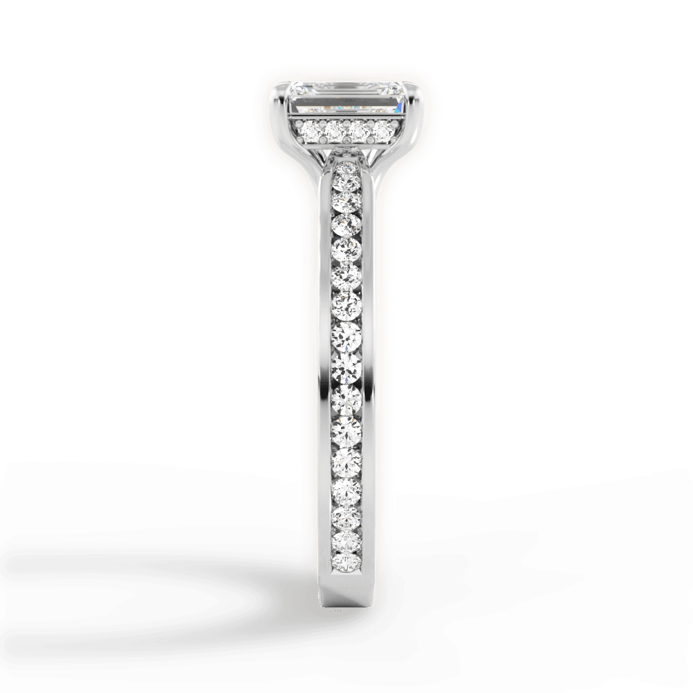 Katelyn Emerald Cut Lab Grown Diamond 18Kt White Gold Engagement Ring - View 4