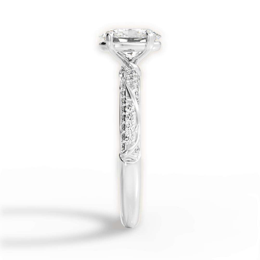 Gloria Oval Cut Lab Grown Diamond 18Kt White Gold Engagement Ring - View 4