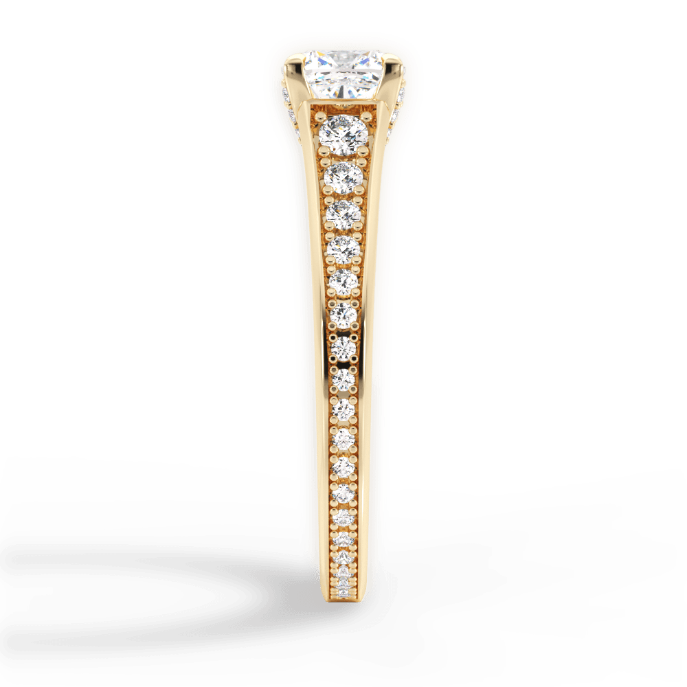 Leslie Cushion Cut Lab Grown Diamond 18Kt Yellow Gold Engagement Ring - View 4
